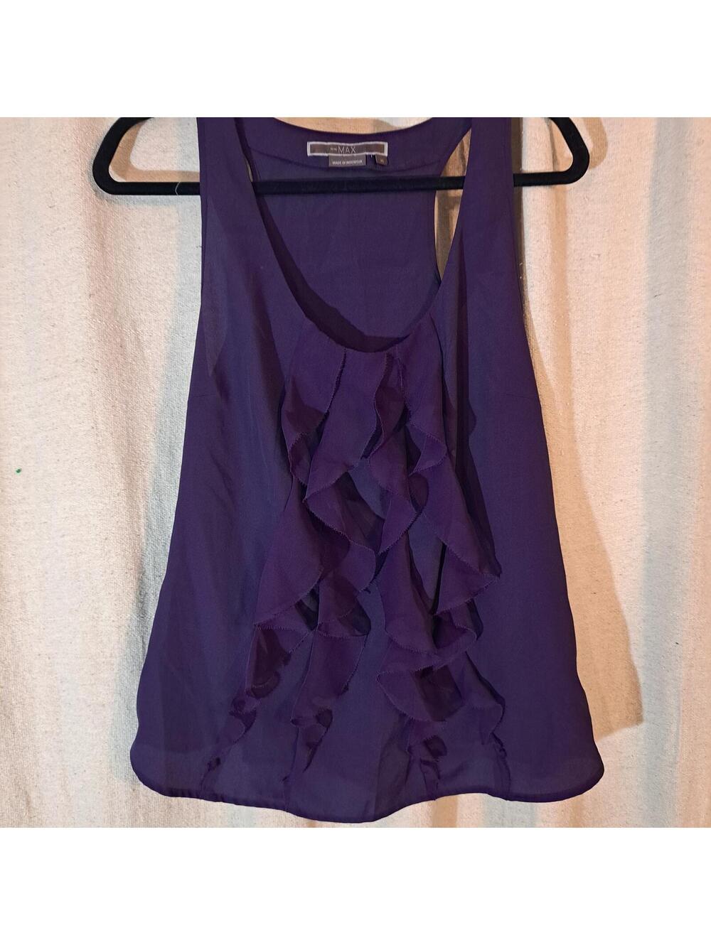 Max Purple Ruffled Sleeveless Blouse XL